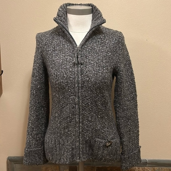 LOLE Heather Gray Textured Zip Front Cardigan Sweater Women’s Small - Picture 1 of 10